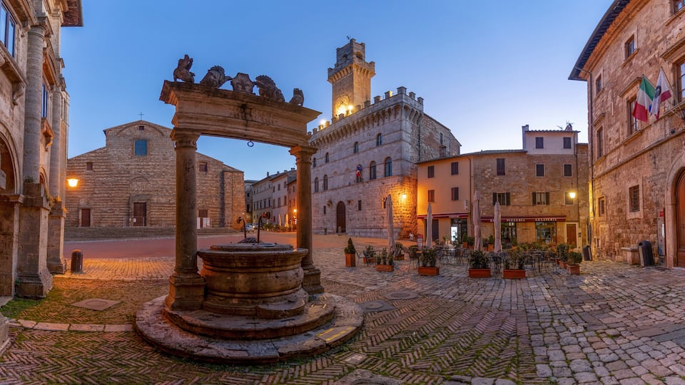 The Main Square view in Montepulciano Town of Italy