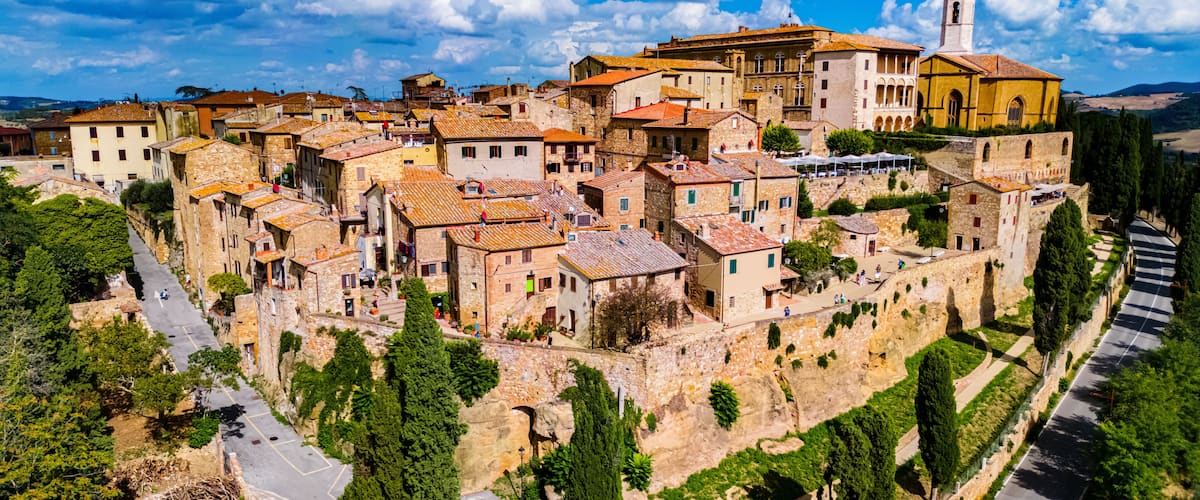 Aerial view of Pienza, Tuscany, Italy