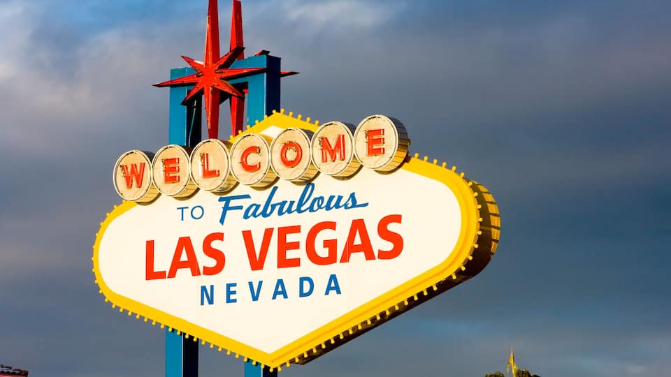 The iconic 'Welcome to Fabulous Las Vegas Nevada' sign with a star above it.