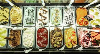 The excellent selection of in house gelato at caffe romeo.