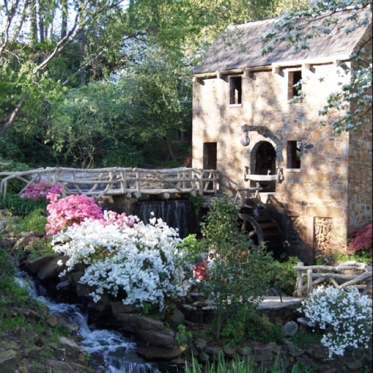 The Old Mill is an authentic reproduction of an old water powered grist mill. This Mill appears in the opening 1939 film Gone with the Wind.