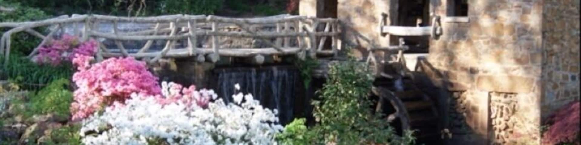 The Old Mill is an authentic reproduction of an old water powered grist mill. This Mill appears in the opening 1939 film Gone with the Wind.