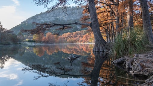Landscapes of Texas Hill Country in the fall, autumn, season changing, outdoors, river, camping