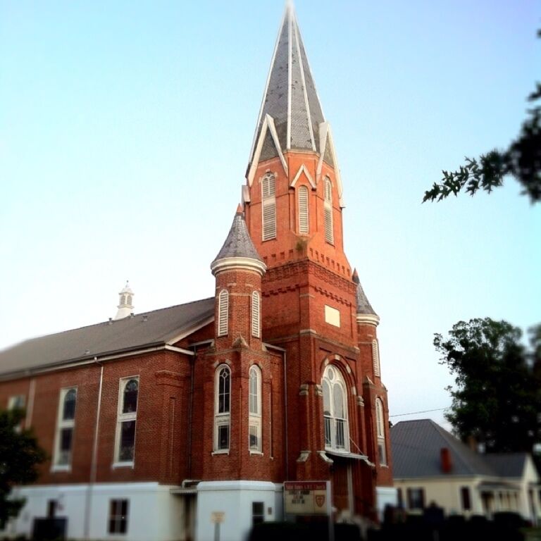 St. James African Methodist Episcopal Church was organized in 1863. The present church is built on land granted by act of the Georgia Legislature in 1873. It was erected in 1876 under the pastorate of Rev. Wesley J. Gaines, at a cost of $20,000. Rev. Gaines was the first pastor on record of the church. The graceful central tower and flanking turrets were added in 1886 during the ministry of Rev. L.L. Thomas. St. James AME Church ranks as the second oldest church of the domination in Georgia. Erected by the Historic Chattahoochee Commission, St. James AME Church, Mrs. Carlton B. Franklin and Fred D. Franklin, Jr., Families 1985.