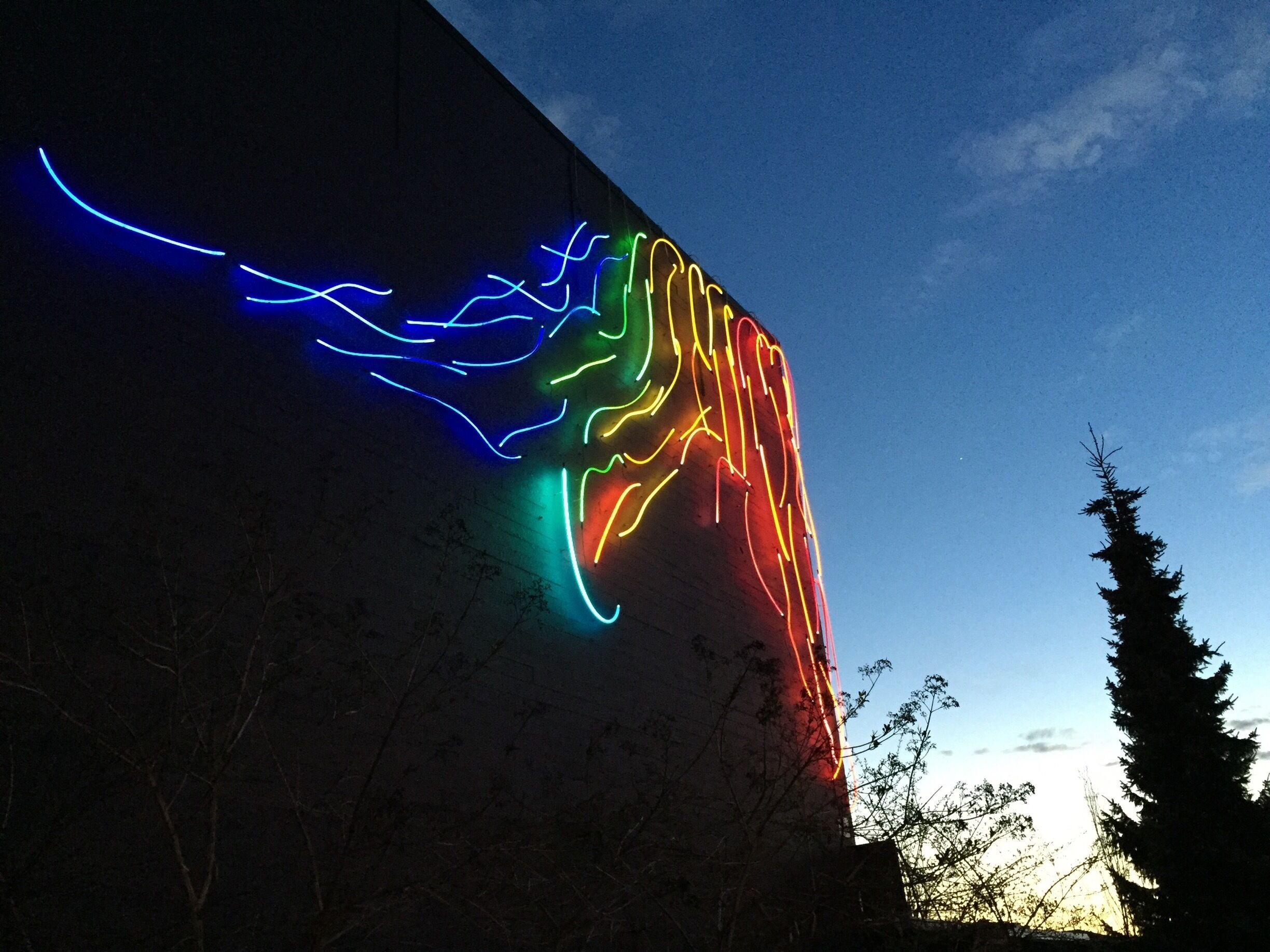 Neon art at sunset. There's also a very cool skatepark right beside the theater. 

#roadtrip