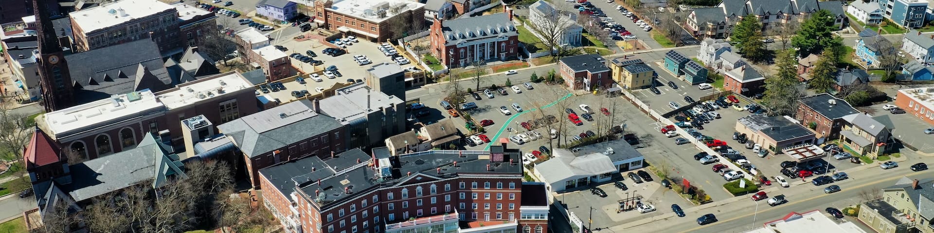Aerial of Northampton, Massachusetts, United States on a fine day