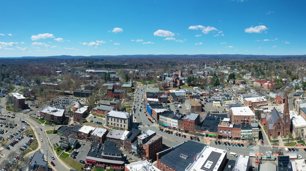Aerial panorama of Northampton, Massachusetts, United States on a beautiful day