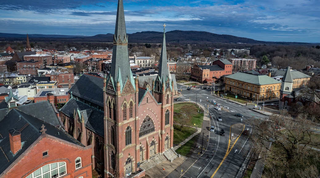 Aerial view of Northampton, Massachusetts in early spring