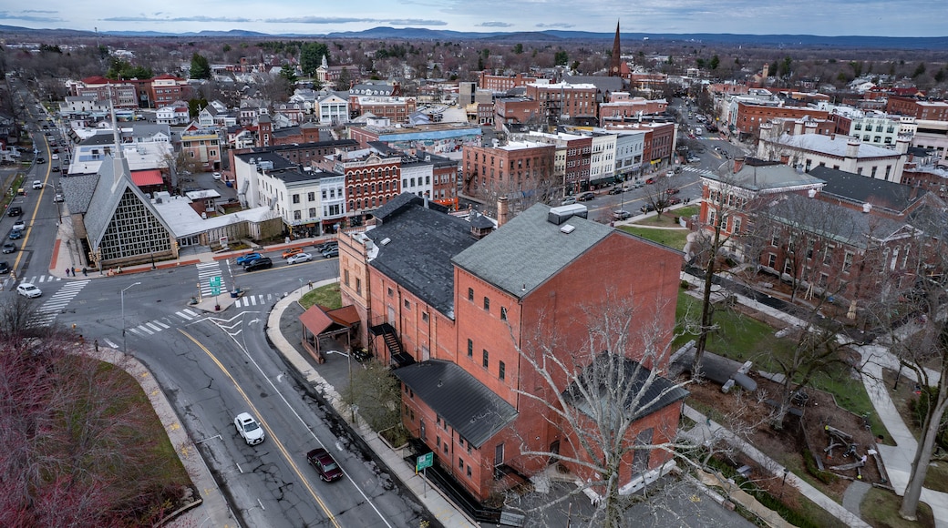 Aerial view of Northampton, Massachusetts in April