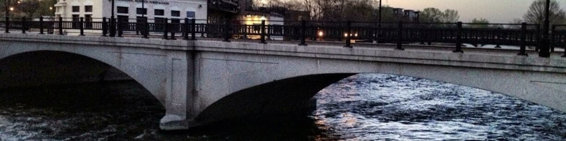 Beautiful walking paths full of bars, restaurants, and coffee joints that follow the Cannon River in this college town.
