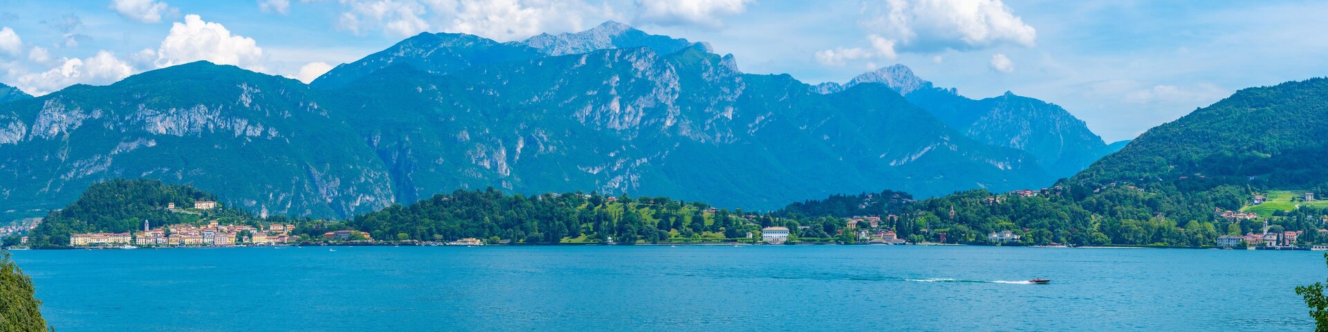 Bellagio viewed from Botanical garden at Villa Carlotta at Tremezzo, Italy