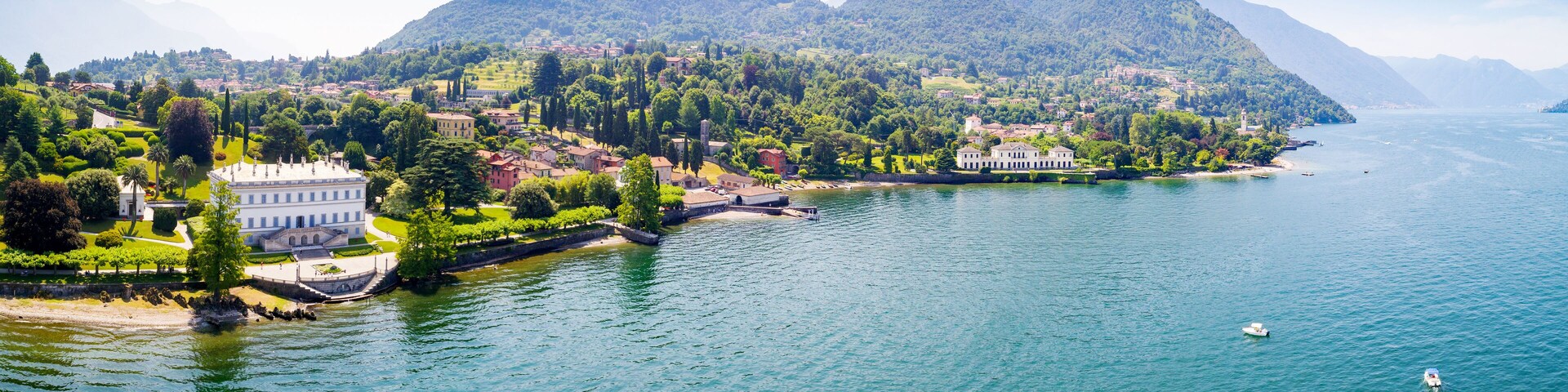 Bellagio - Loppia - Lago di Como (IT) - Villa Melzi e Villa Trivulzio con parco - Vista aerea
