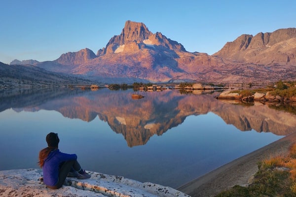 Enjoying the view of Banner Peak at sunrise. #hiking