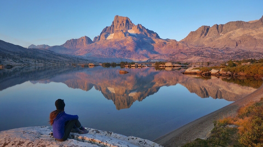 Enjoying the view of Banner Peak at sunrise. #hiking