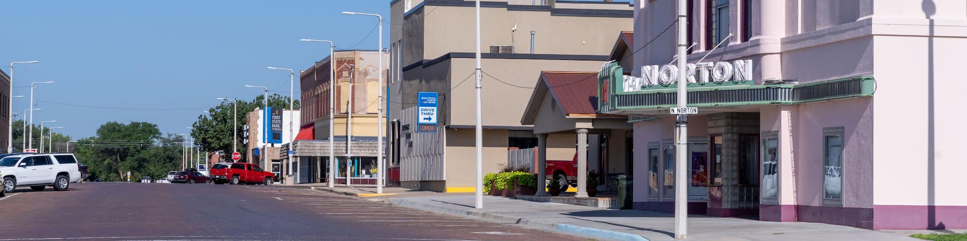 Downtown streets of the small rural Kansas town of Norton