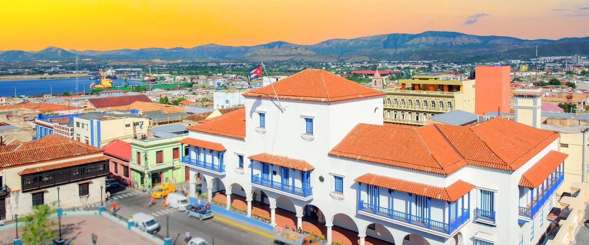 Colonial building exterior, currently the Municipal Government seat or town hall, Santiago de Cuba, Cuba