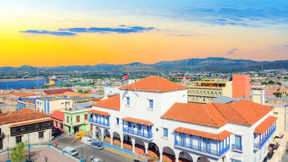 Colonial building exterior, currently the Municipal Government seat or town hall, Santiago de Cuba, Cuba