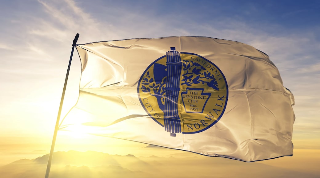 Norwalk of California of United States flag waving on the top