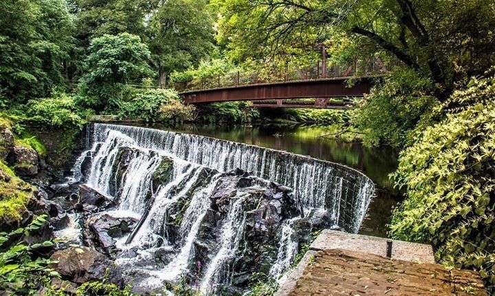 Yantic Falls Indian Leap in Norwich.. Yantic Falls is located on the Yantic River northwest of downtown Norwich, dropping 40 feet  through a narrow slot now spanned by a railroad bridge and a footbridge. Good for urban hiking but a pretty waterfall to look at! #nature
