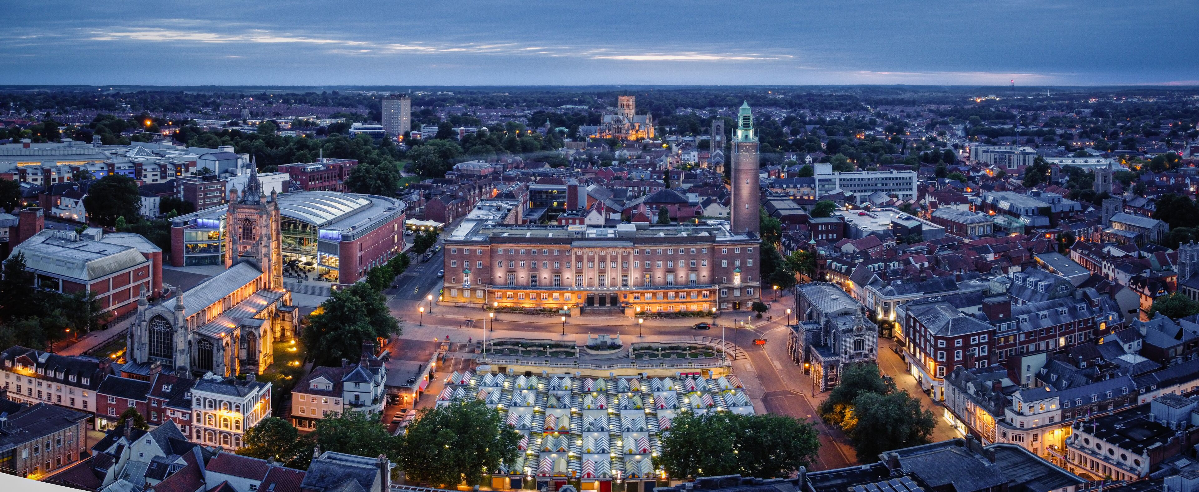 Norwich Market and Town Hall Old English
