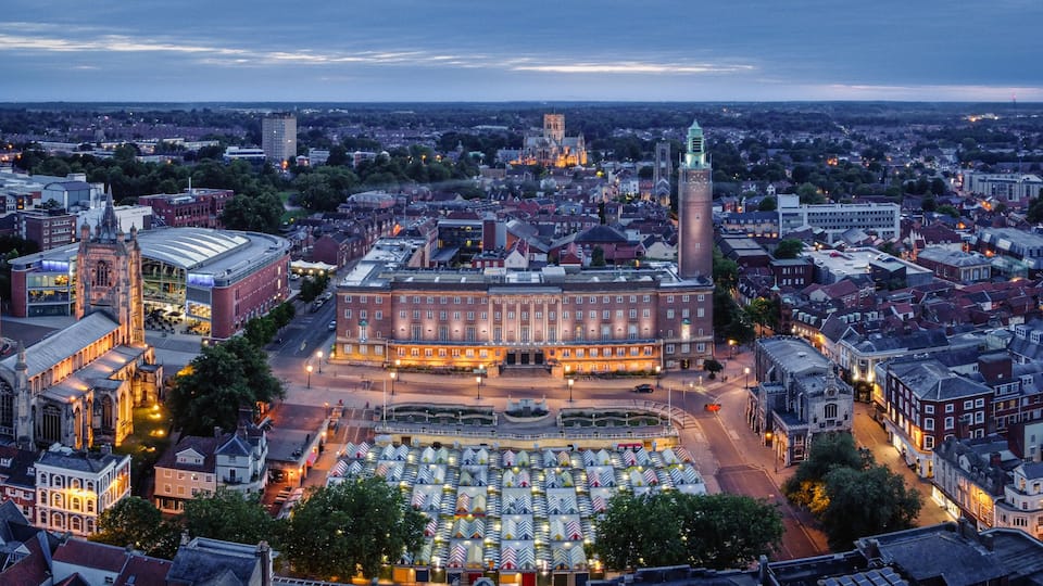 Norwich Market and Town Hall Old English