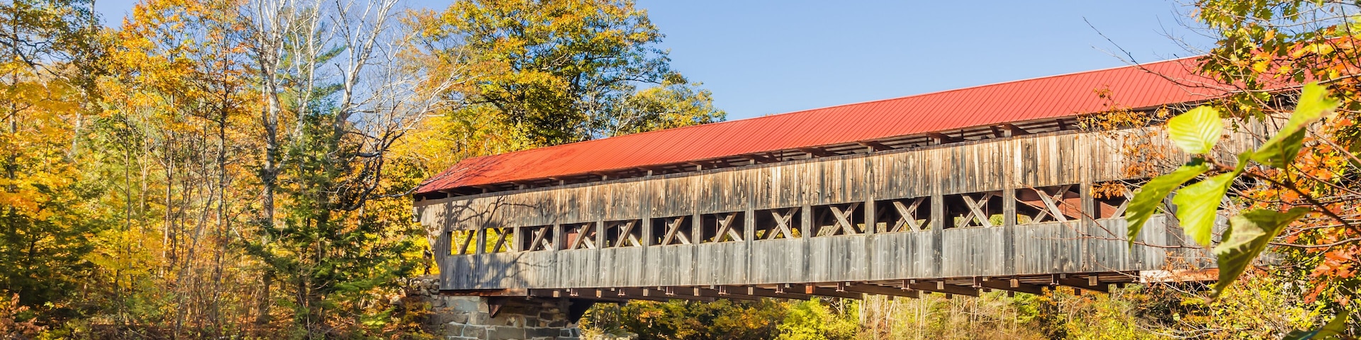 Covered Bridge and Fall Colors in New Hampshire; Shutterstock ID 154629344; Purchase Order: -