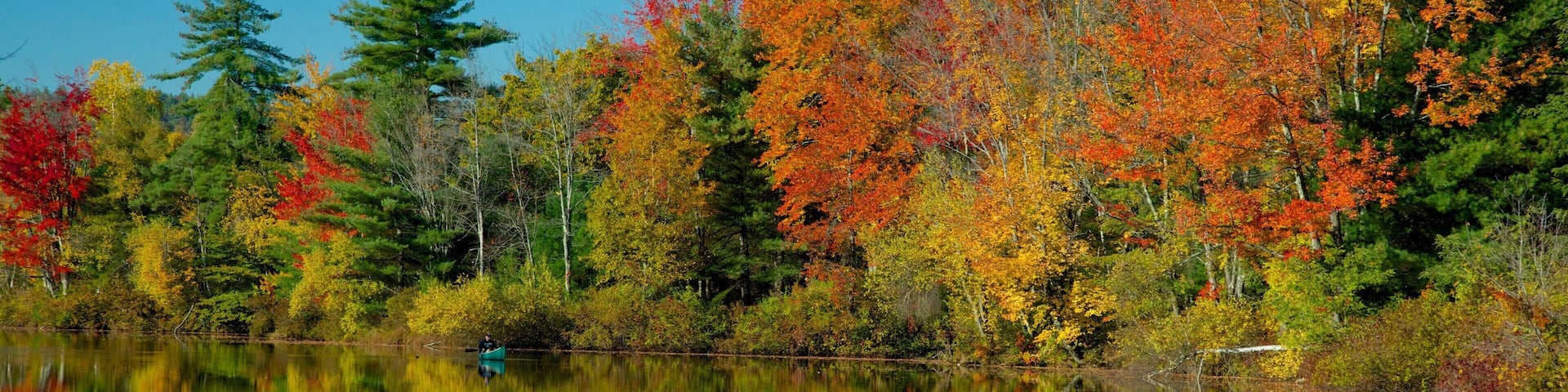 Conway joka esittää syksyn lehdet, puutarha ja joki tai puro