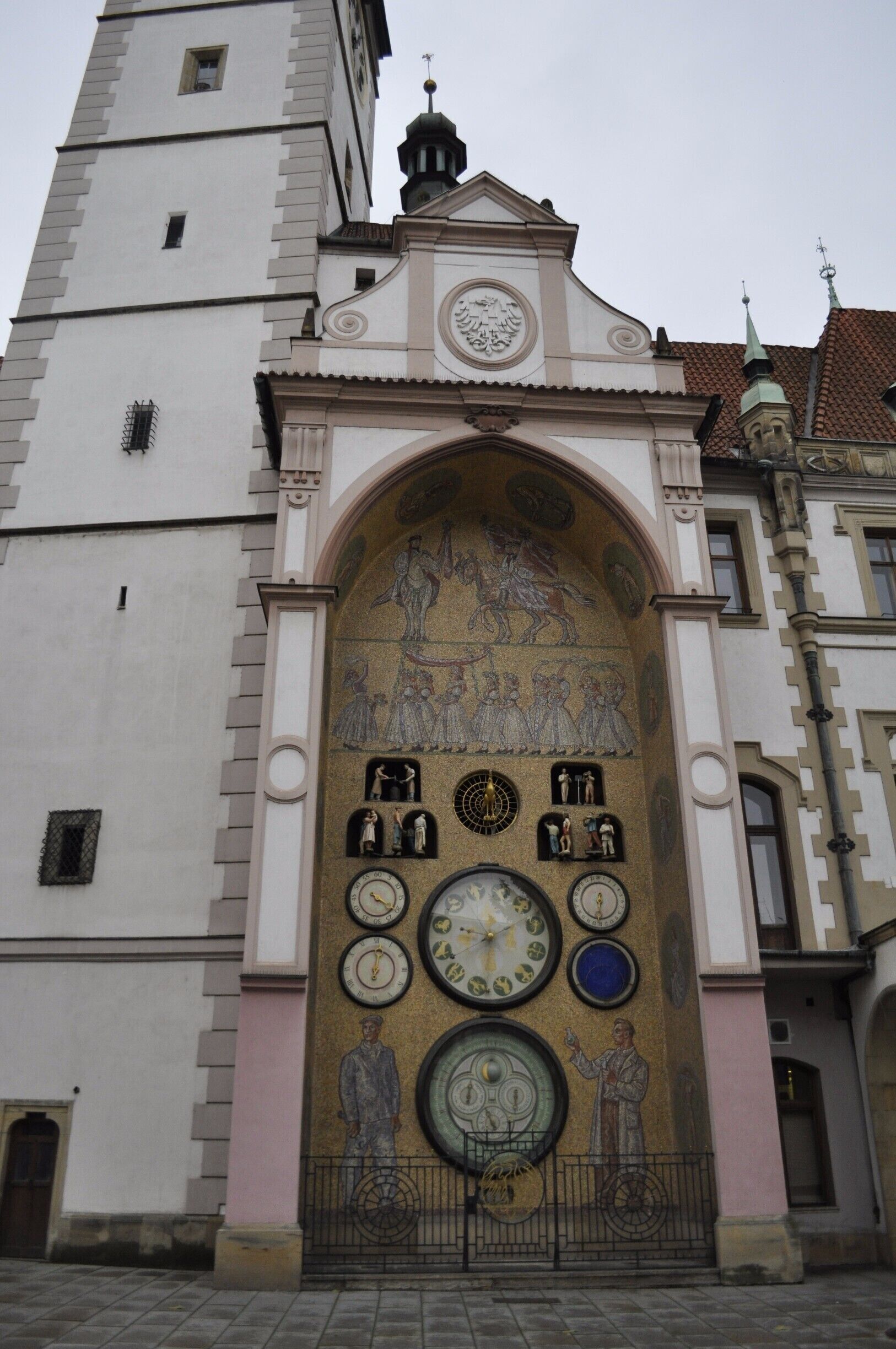 The Astronomical Clock in Olomouc attracts considerably fewer tourists than its Prague counterpart.

It's definitely not as asthetic, having been destroyed by the Nazis in 1945 and rebuilt during the communist era, hence the socialist style.