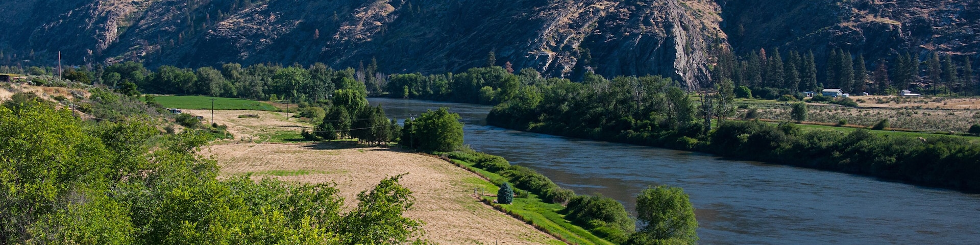 Landscape valley river Okanogan River near Omak Washington
