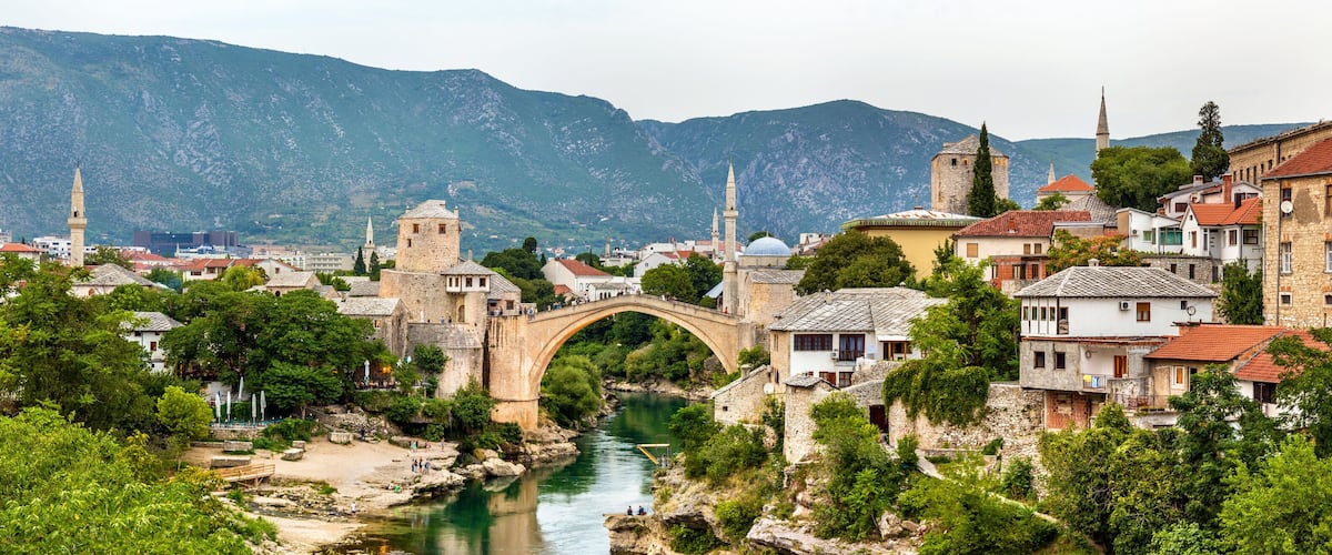 Panorama of Mostar old town - Herzegovina