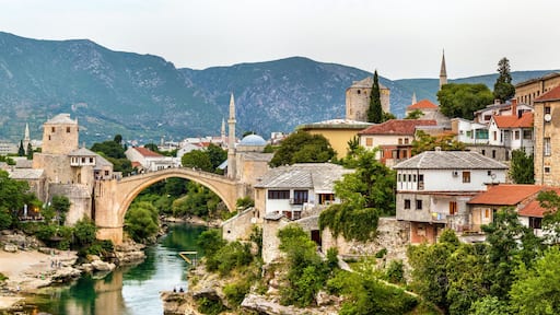 Panorama of Mostar old town - Herzegovina