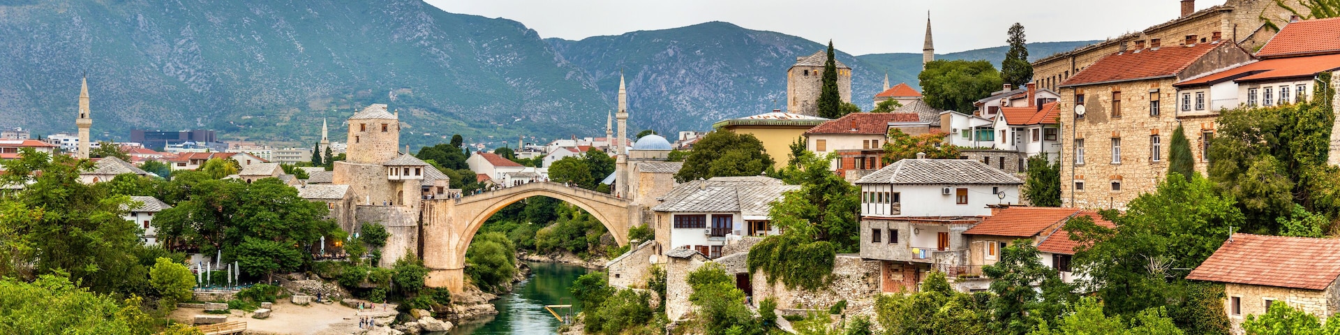 Panorama of Mostar old town - Herzegovina
