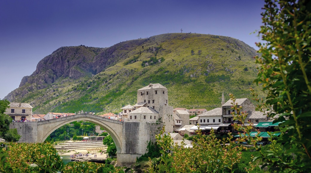 Stari Most (Old Bridge) in Bosnia and Herzegovina. Original bridge dates back to the 16th Century but it was destroyed during the Bosnian War and rebuilt in 2004. Added to list of UNESCO World Heritage Sites in 2005.