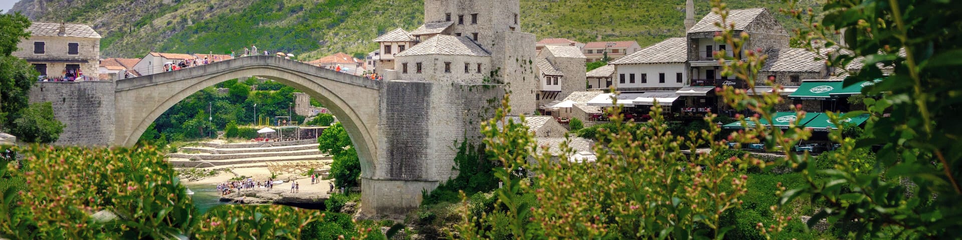Stari Most (Old Bridge) in Bosnia and Herzegovina. Original bridge dates back to the 16th Century but it was destroyed during the Bosnian War and rebuilt in 2004. Added to list of UNESCO World Heritage Sites in 2005.