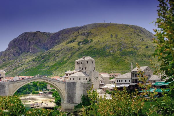 Stari Most (Old Bridge) in Bosnia and Herzegovina. Original bridge dates back to the 16th Century but it was destroyed during the Bosnian War and rebuilt in 2004. Added to list of UNESCO World Heritage Sites in 2005.