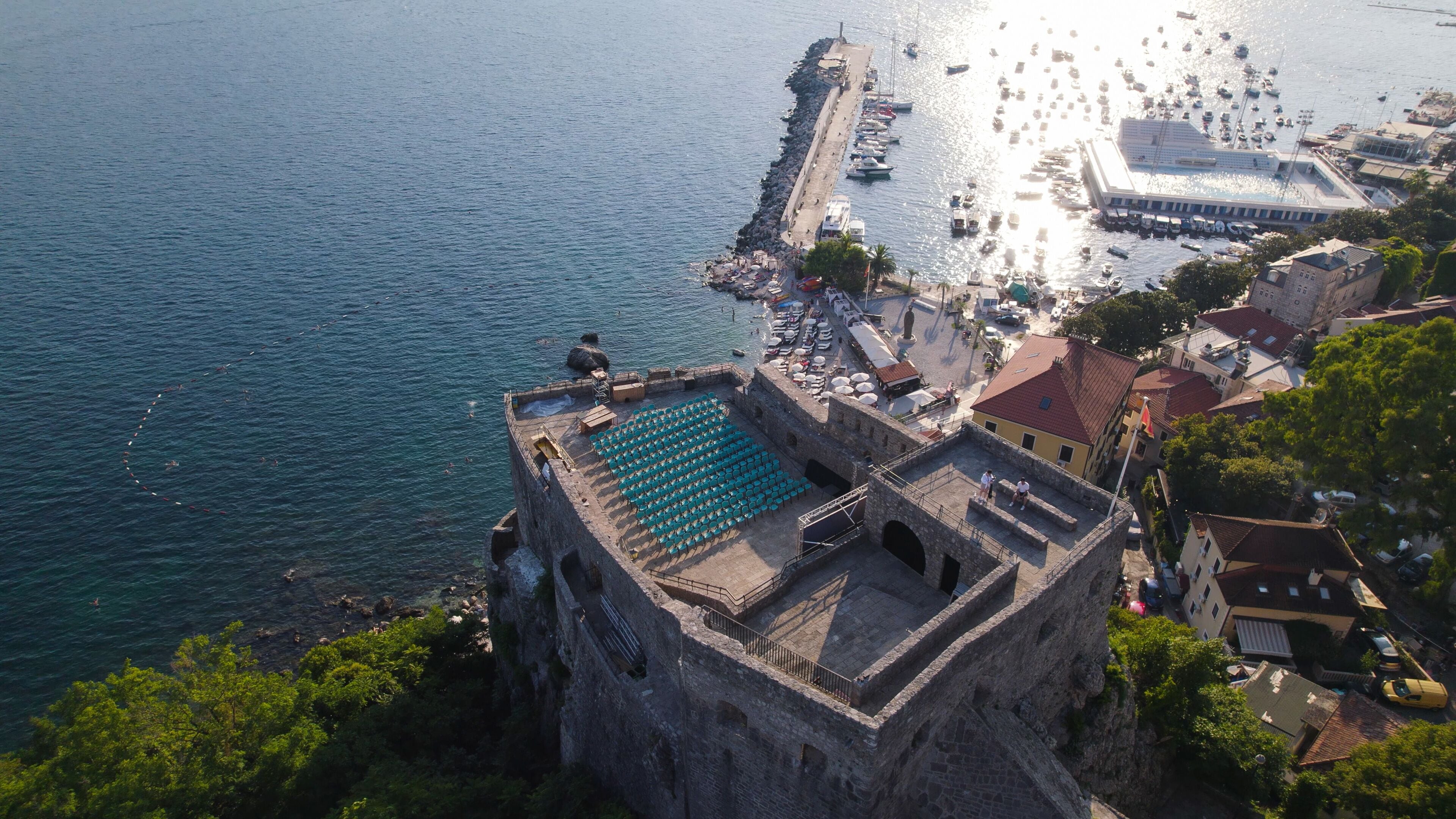 Aerial View of Forte Mare Fortress in Herceg Novi Montenegro