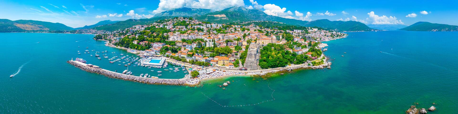 Aerial view of Herceg Novi in Montenegro