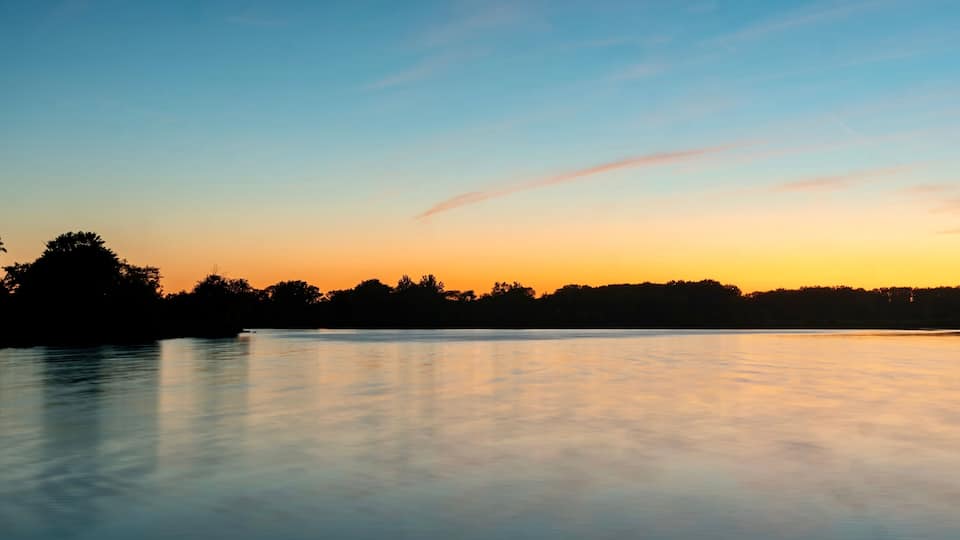 Tampier Lake in the Chicago Suburbs at the Early Evening around Sunset