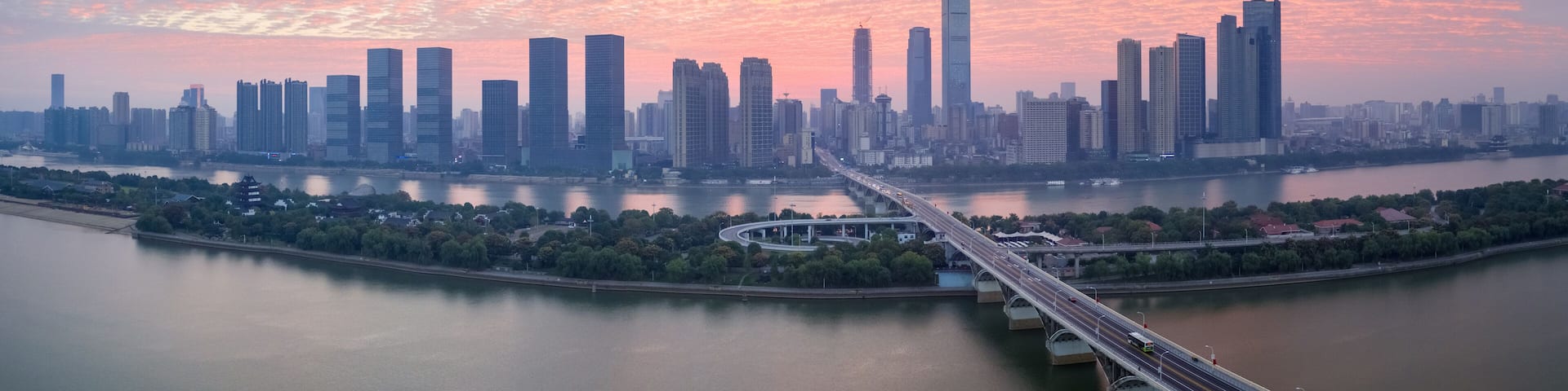 changsha skyline panorama in sunrise