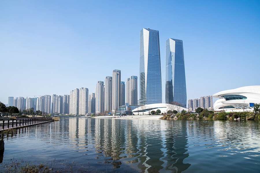 Changsha, Hunan Meixi Lake Park real estate projects, Shutterstock ID 1032796660, Purchase Order: -