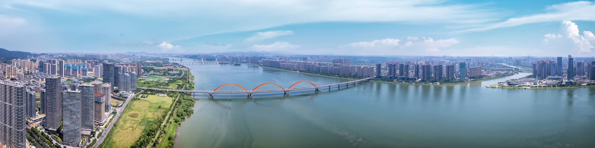 Aviation photography of the urban architectural skyline in Changsha, China