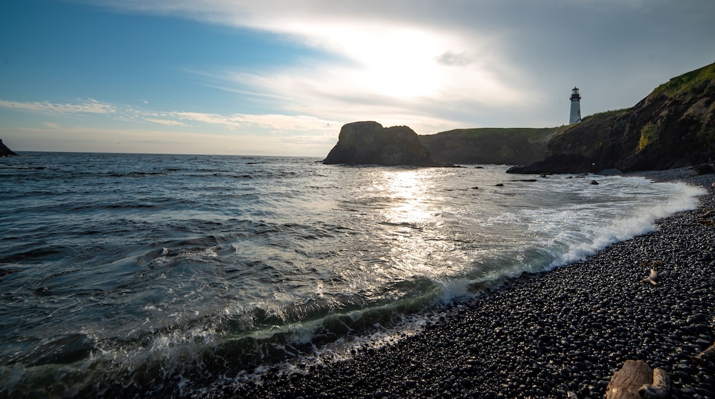 Perfect spot for a sunset along the central Oregon coast. In spring you can catch sea lions sunbathing on the volcanic rocks. This isn't the typical sandy beach, in fact it's mostly cobbles. Listening to the soothing tones of waves crashing over the rocks is a sound you won't soon forget.