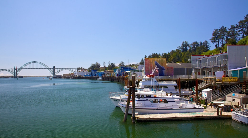 Newport showing boating, a marina and a bridge