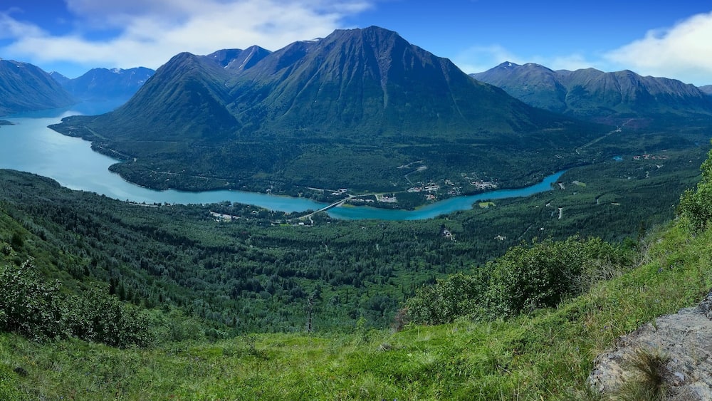 Kenai River view above Cooper Landing panorama