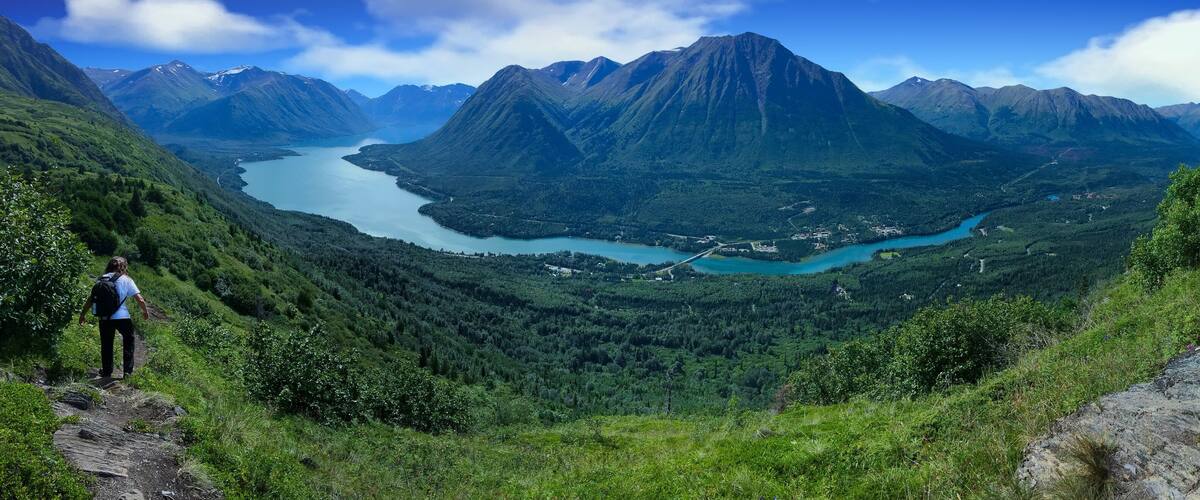 Kenai River view above Cooper Landing panorama