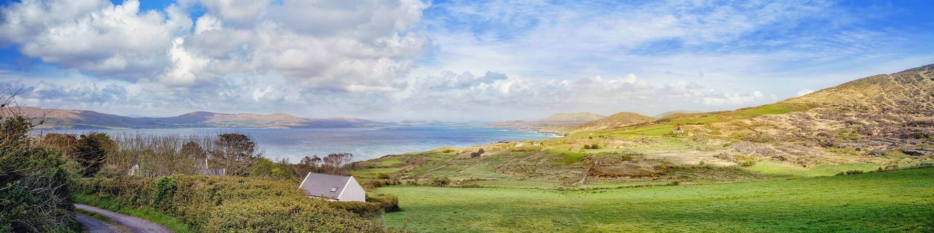 Landscape with a house roof in a county Cork, Ireland
