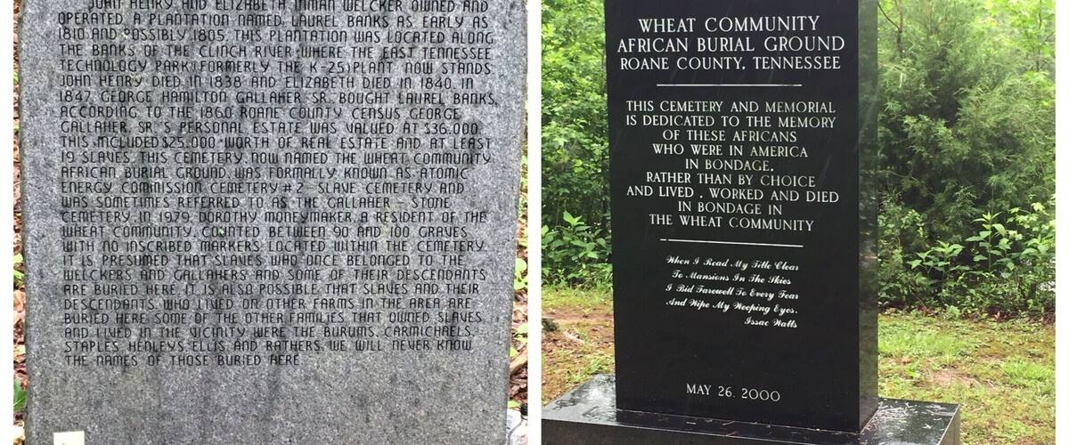 Wheat Community African Burial Ground - humbling. Hidden Just off Oak Ridge turnpike in Oak Ridge Tennessee. As we walked through here, the energy was strong. The headstones are unmarked, but fresh flowers sit next to each marker. A Lock sits atop the only marker to explain its history. A lock unlocked because they are no longer bonded. One does not leave here unchanged.