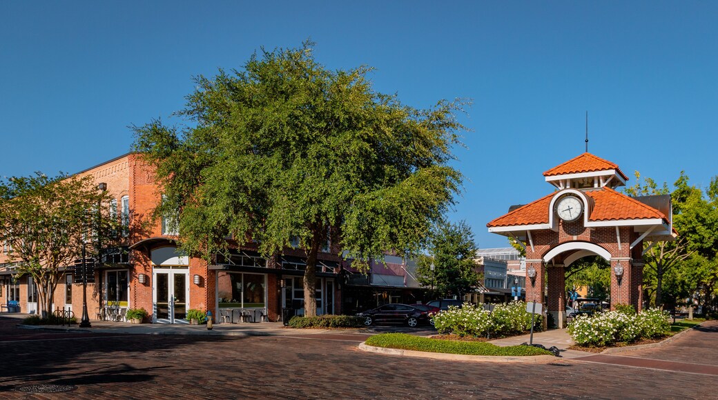 Town of Winter Garden, a suburb of greater Orlando, with brick buildings, breweries and bike path in central Florida.