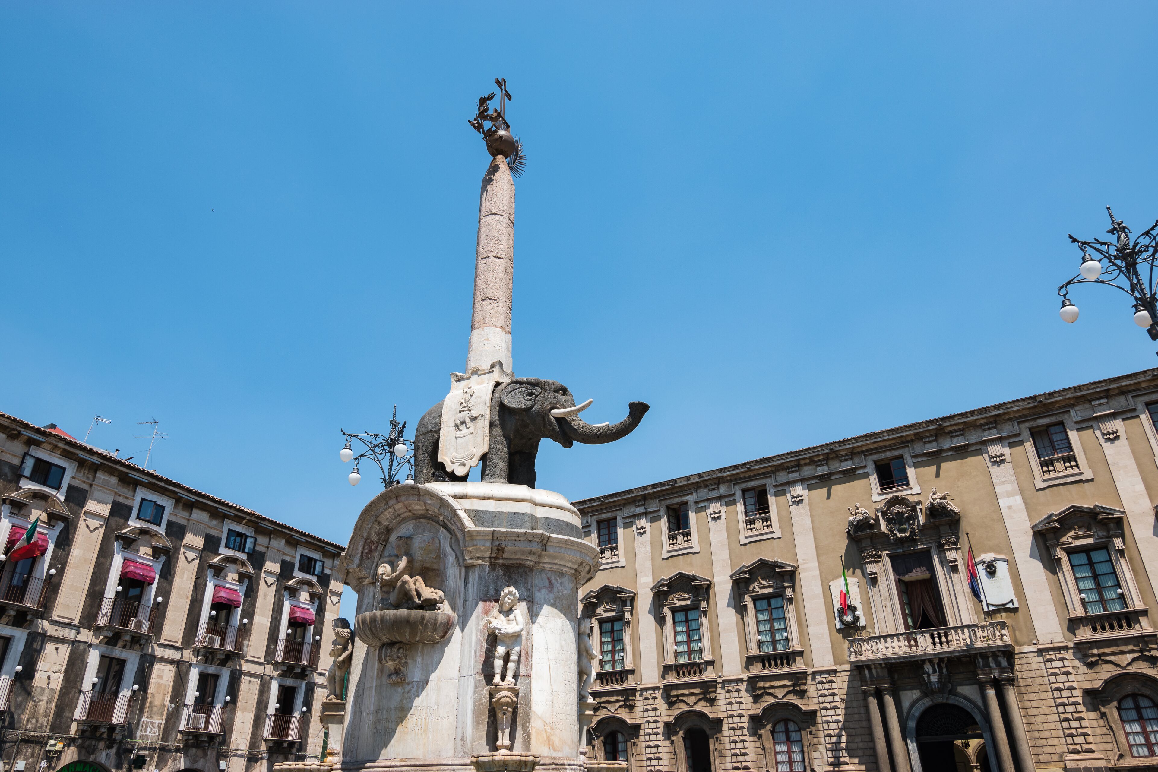 Elephant statue fountain in Piazza del Duomo, Catania; Shutterstock ID 700262002