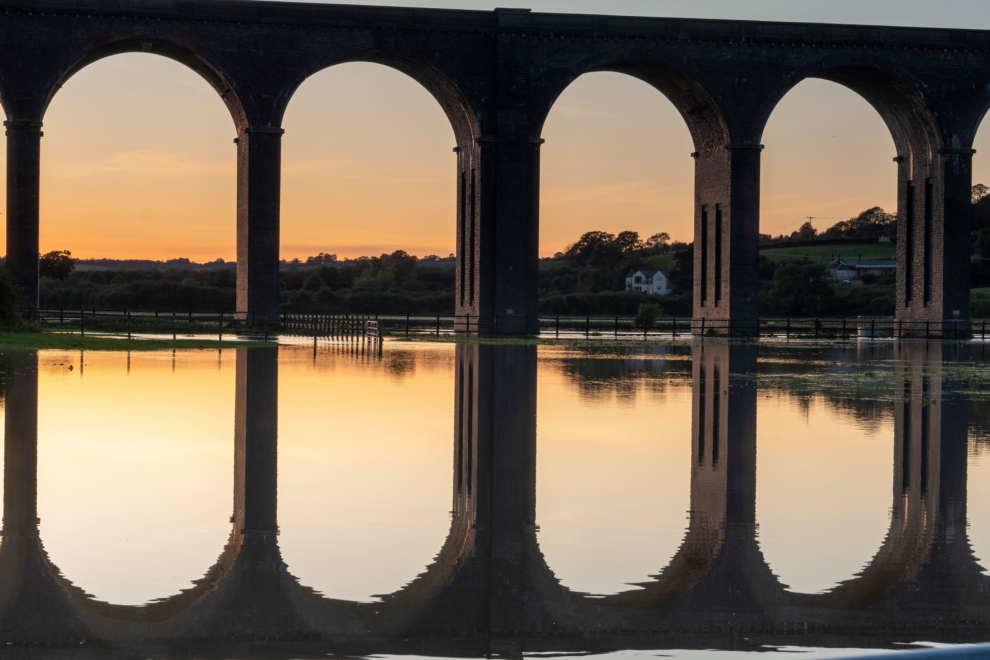 Harringworth Viaduct During The Floods.